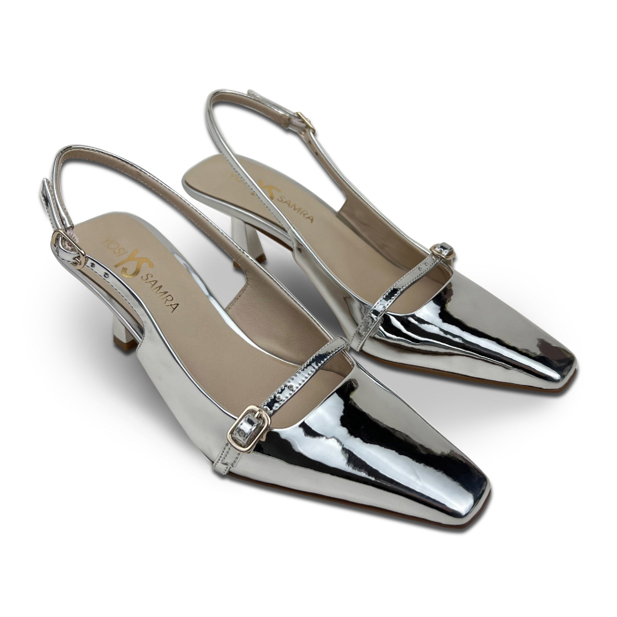 Kate Slingback Pumps in Silver Leather