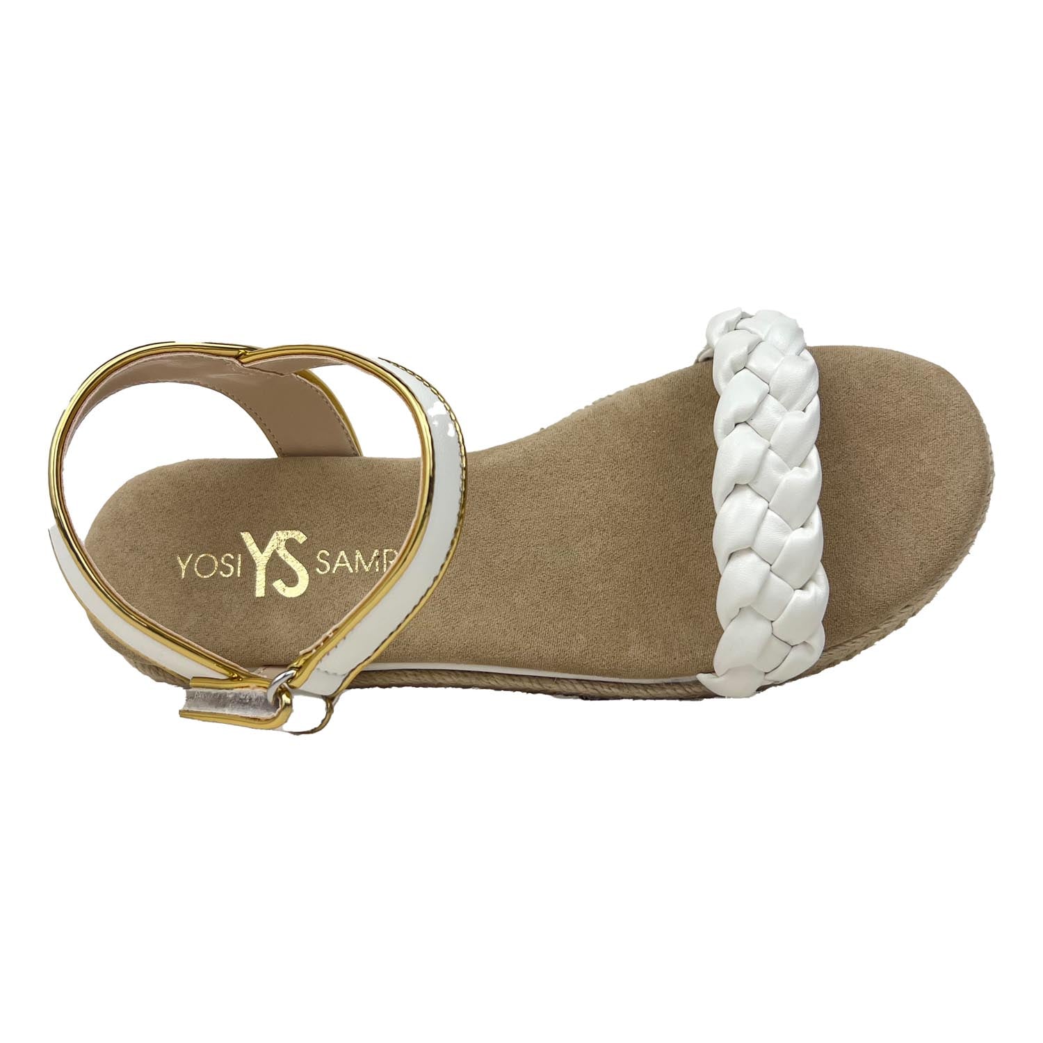 Miss April Wedge Sandal in White & Gold - Kids