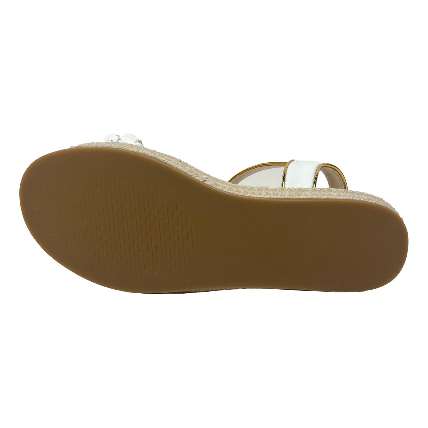 Miss April Wedge Sandal in White & Gold - Kids