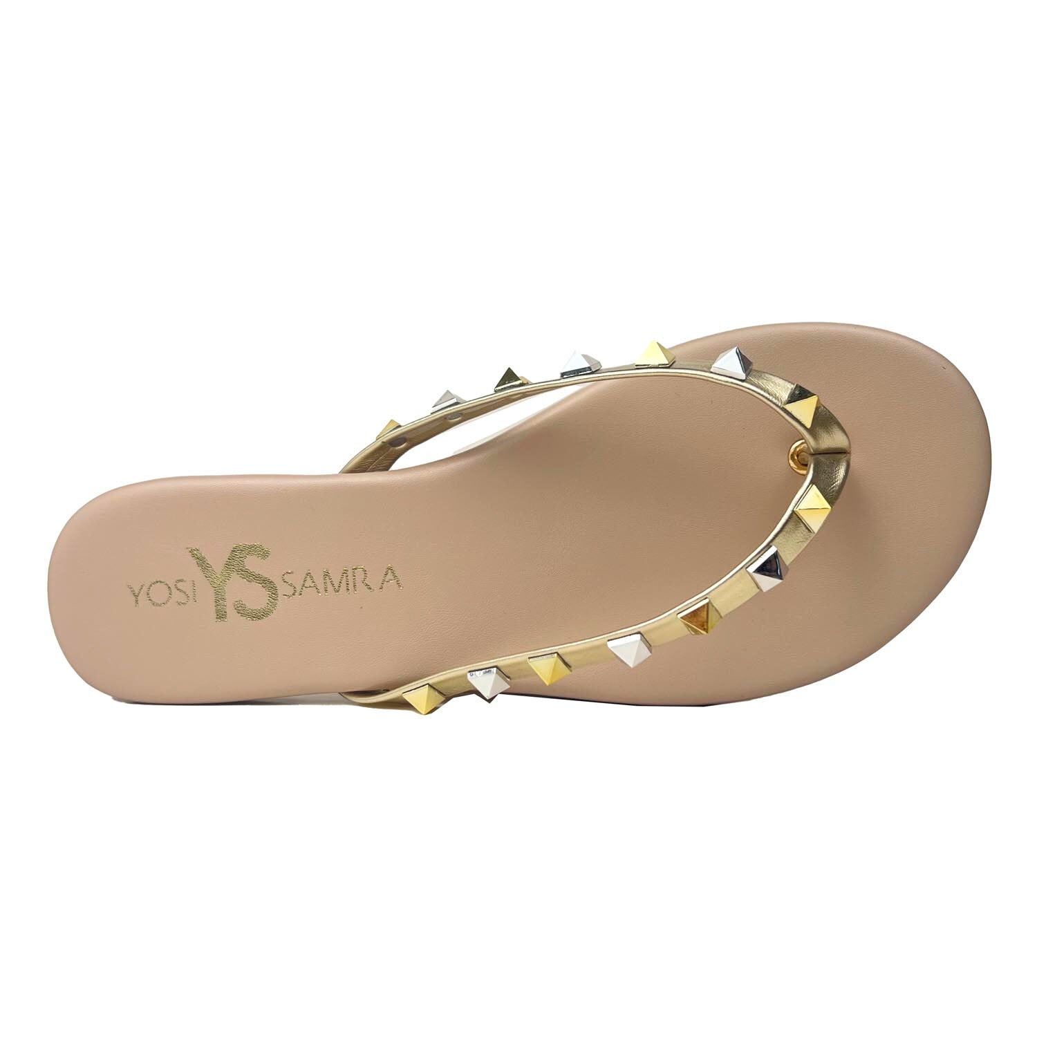 Rivington Stud Flip Flop in Beige Metallic