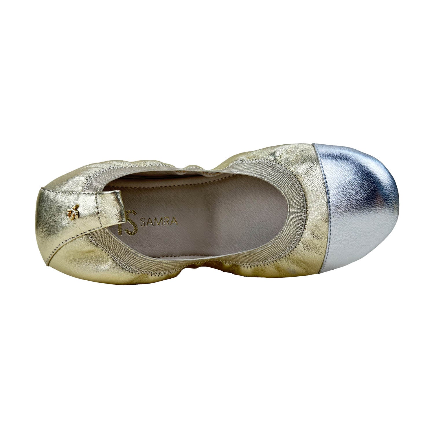 Samantha Foldable Ballet Flat in Gold & Silver