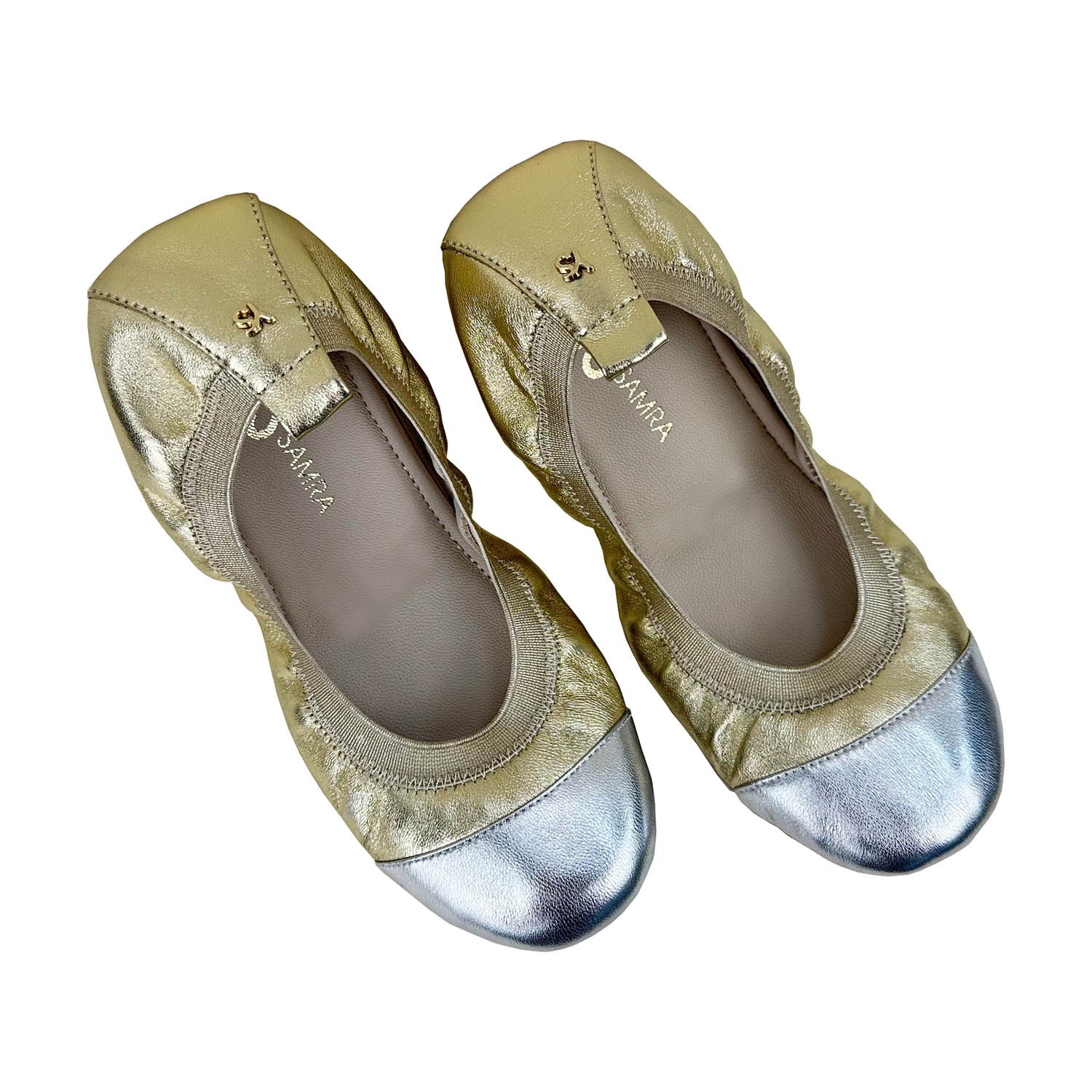 Samantha Foldable Ballet Flat in Gold & Silver