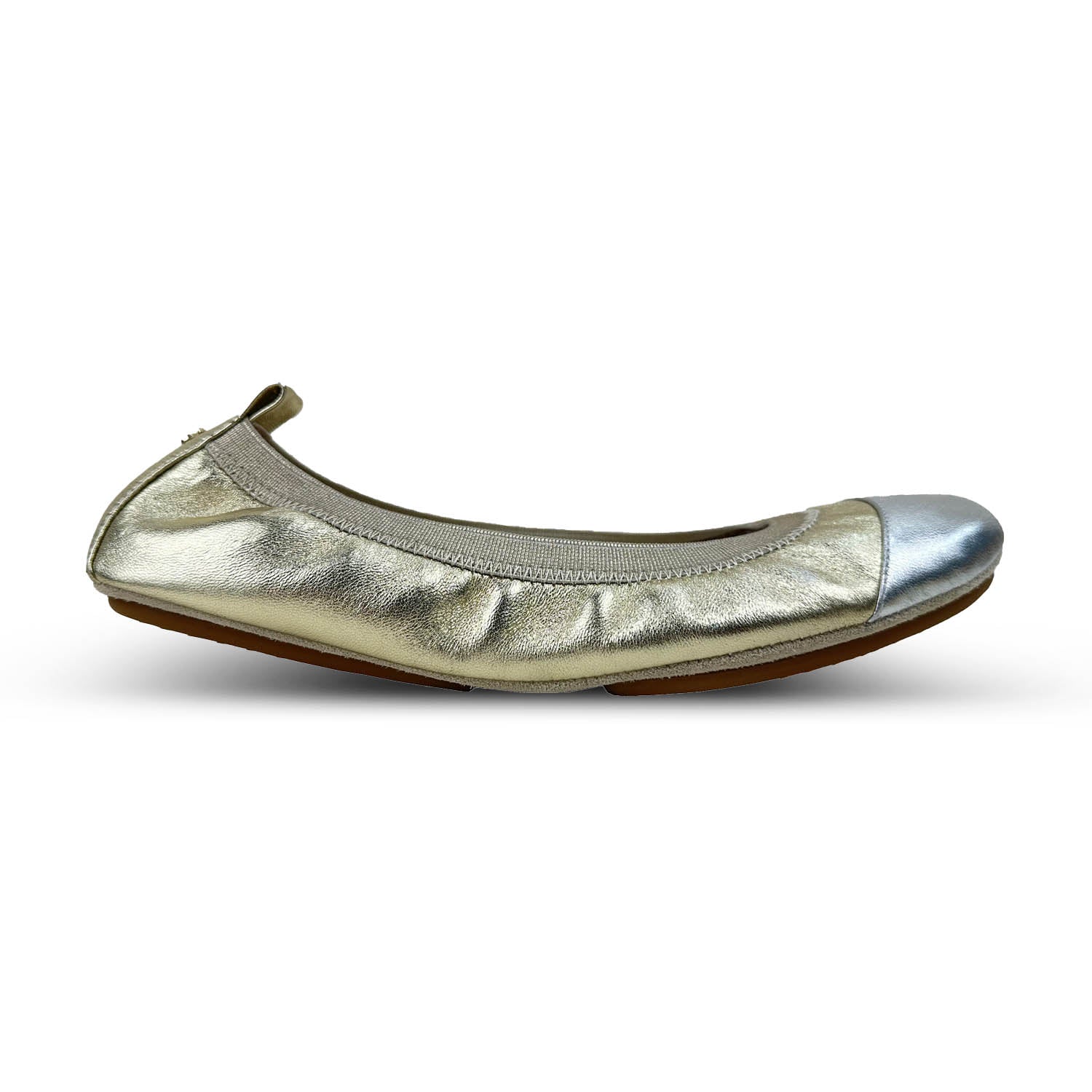 Samantha Foldable Ballet Flat in Gold & Silver