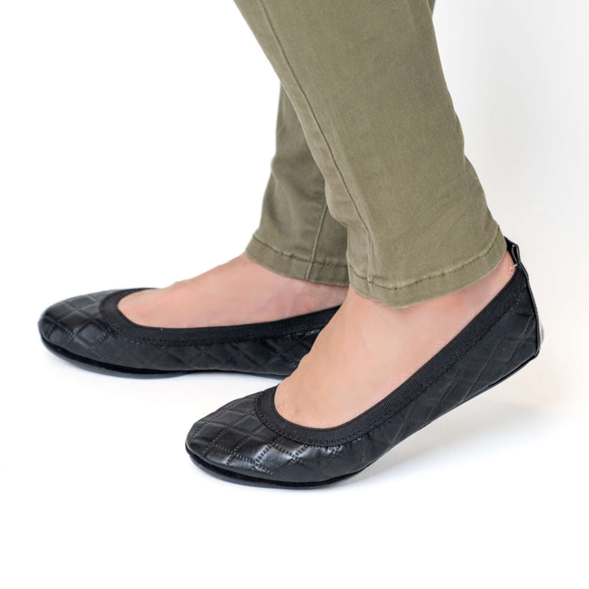 Samara Foldable Ballet Flat in Black Quilted