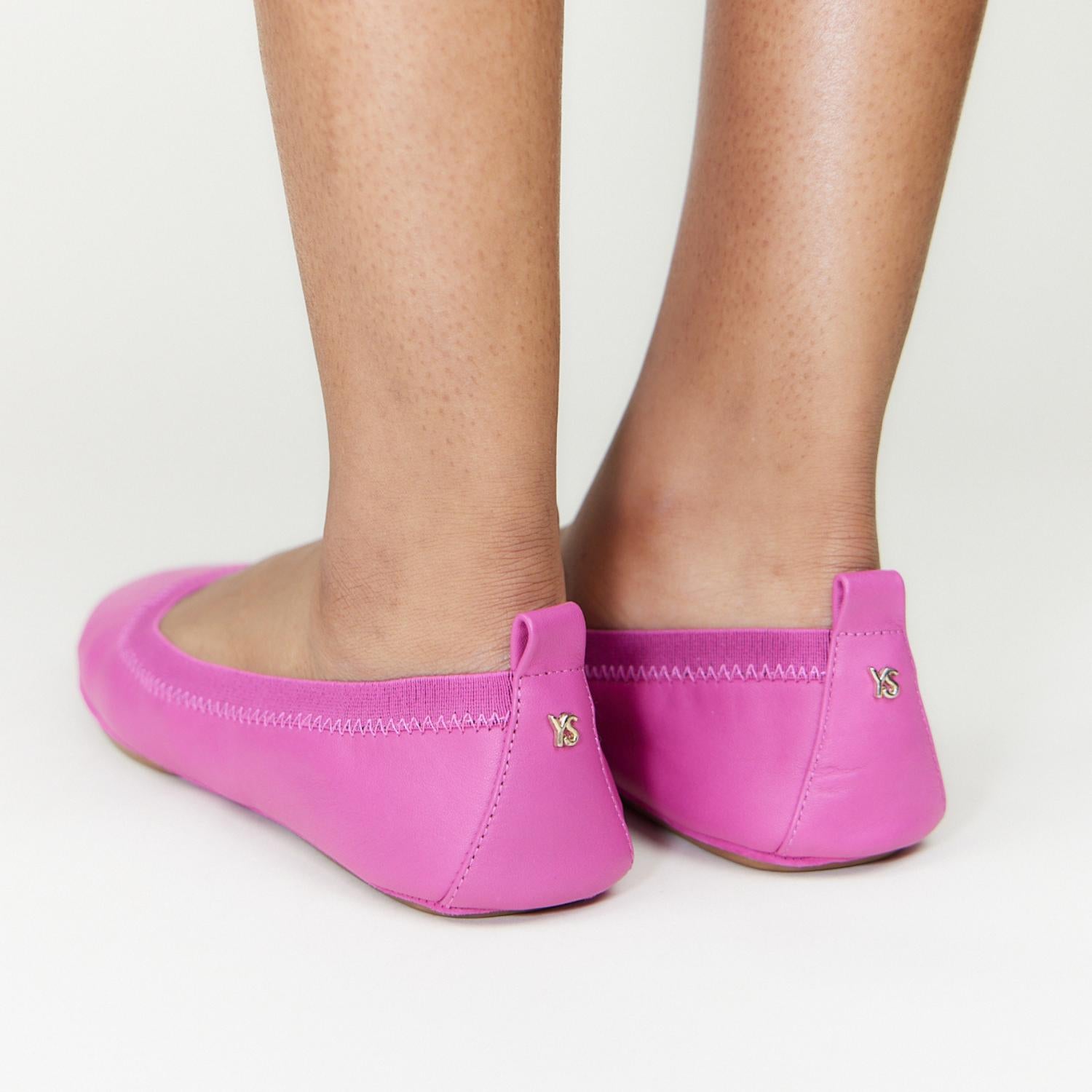 Samara Foldable Ballet Flat in Hibiscus Leather