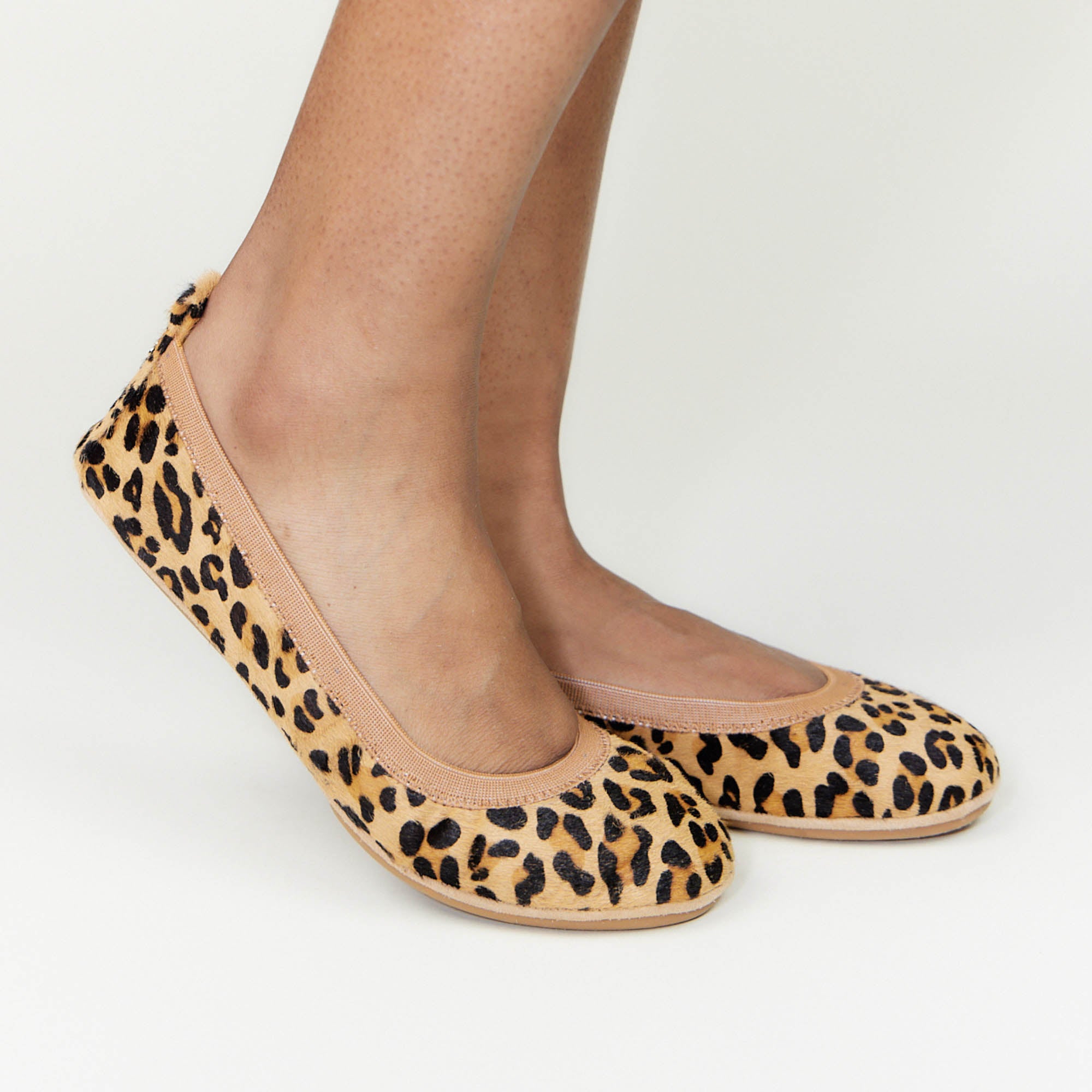 Samara Foldable Ballet Flat in Leopard Calf Hair