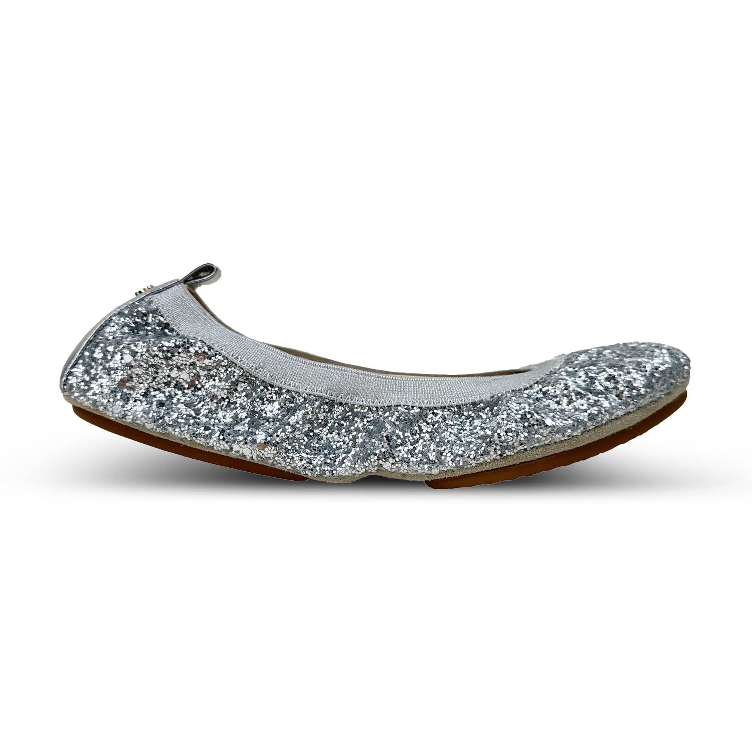 Samara Foldable Ballet Flat in Platinum Glitter