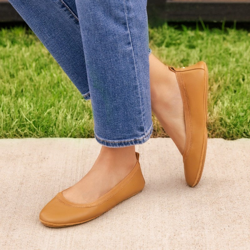 Samara Foldable Ballet Flat in Whiskey Leather