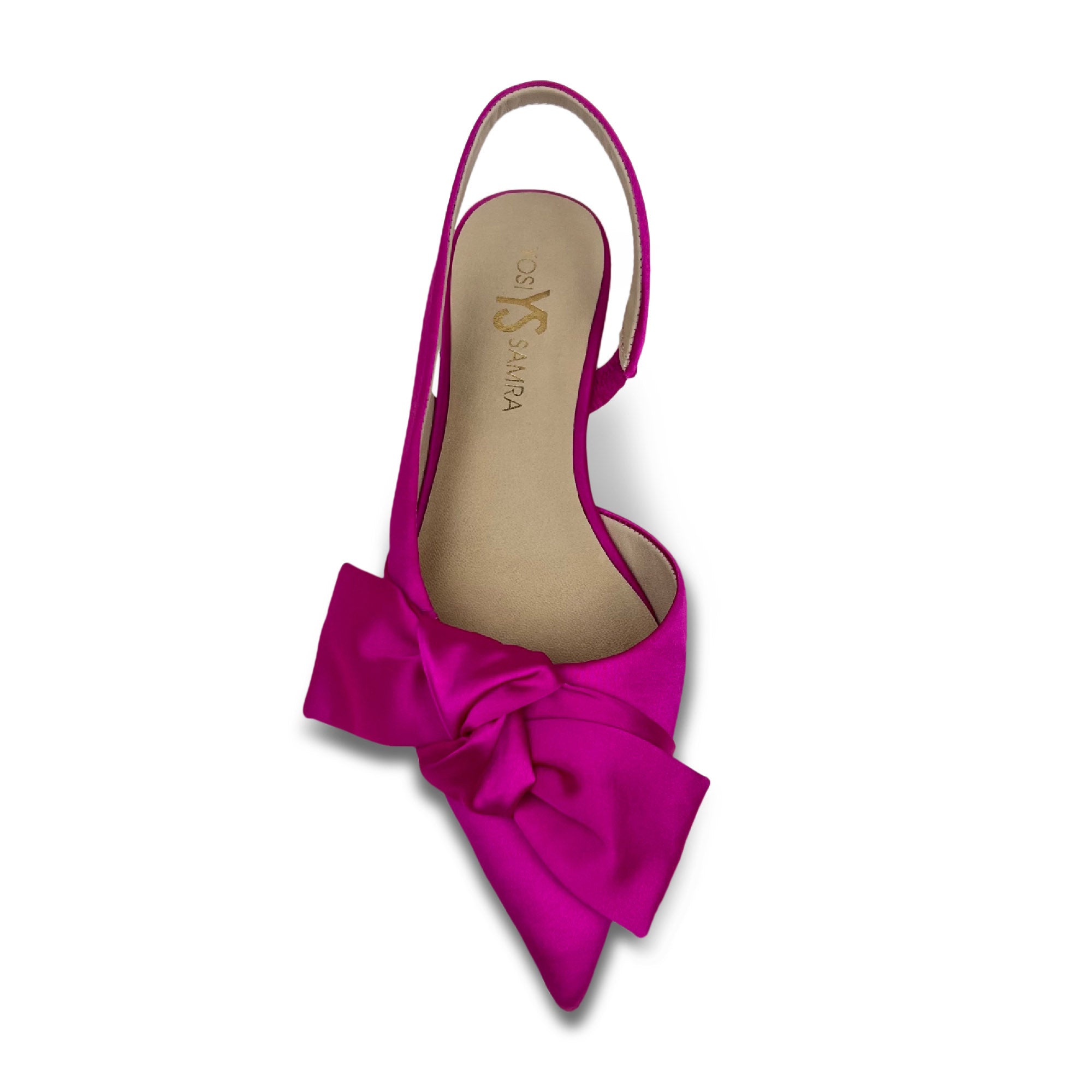 Violet Slingback Flat in Fuchsia Satin