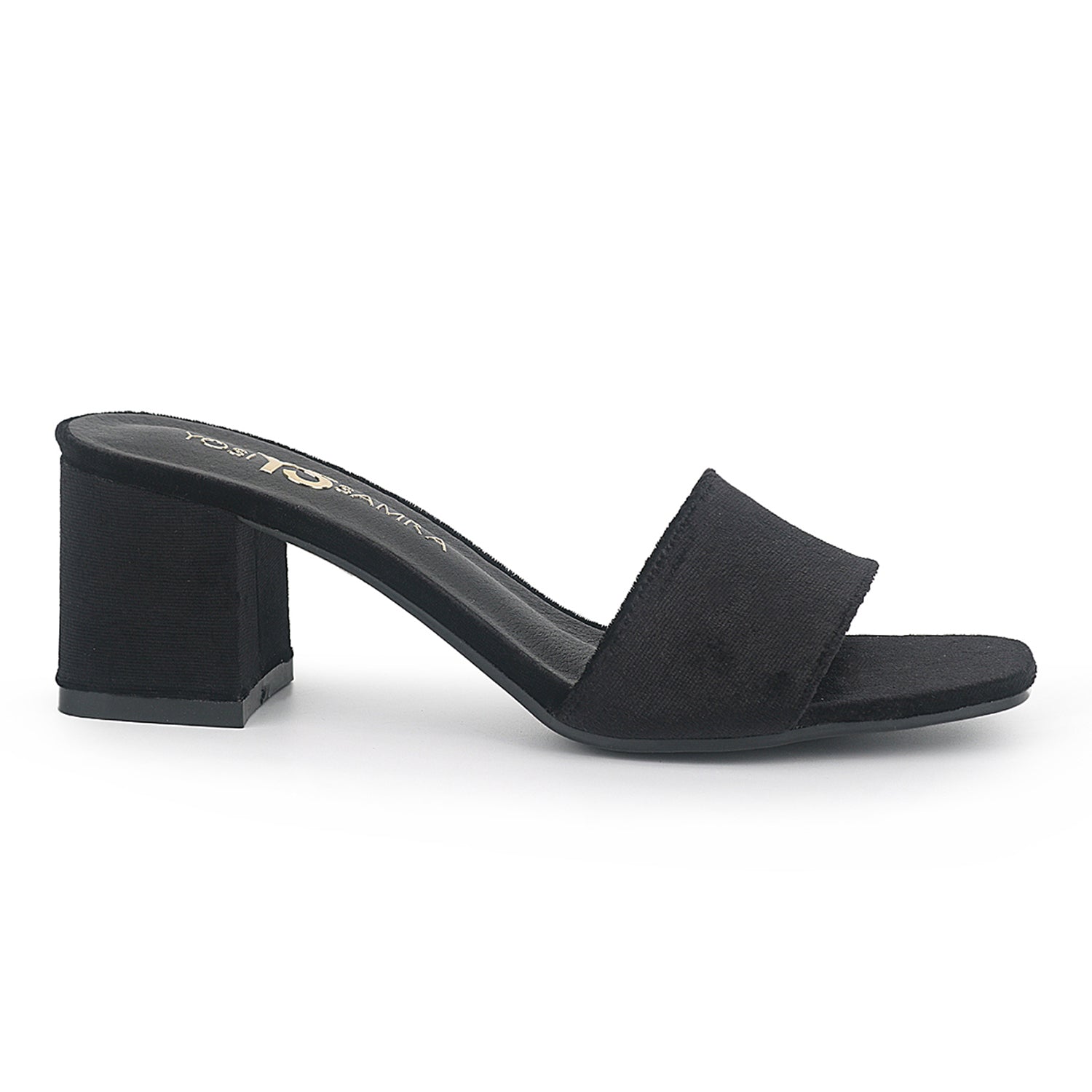 Danielle Heeled Slide in Black Velvet