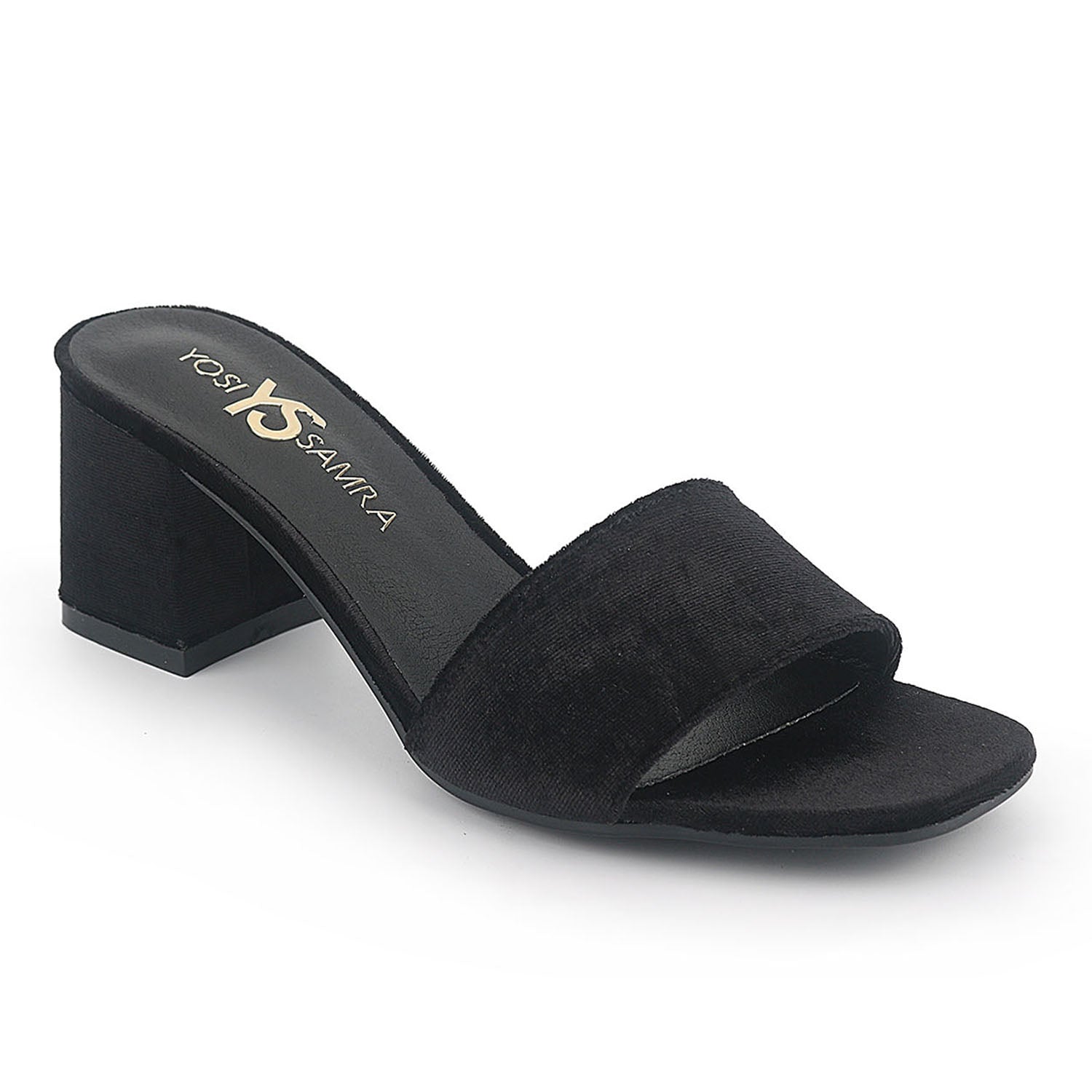 Danielle Heeled Slide in Black Velvet