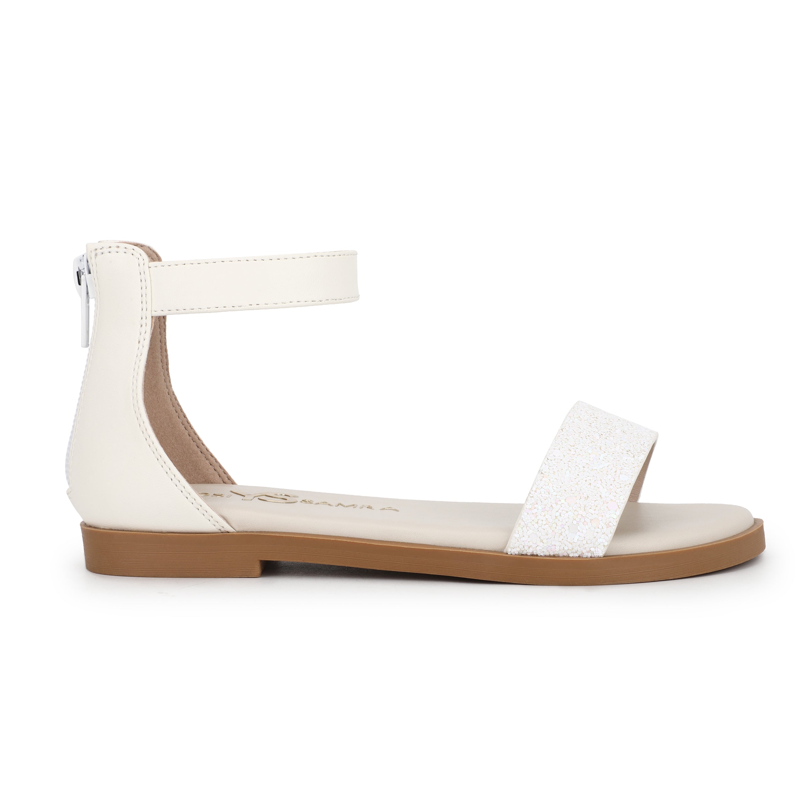 Miss Cambelle Glitter Sandal in White - Kids