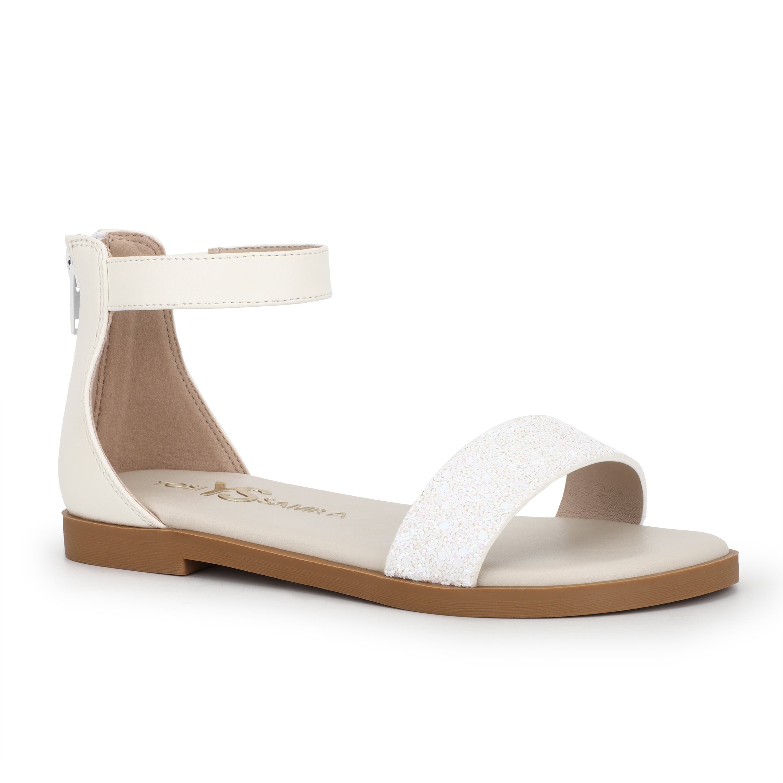 Miss Cambelle Glitter Sandal in White - Kids