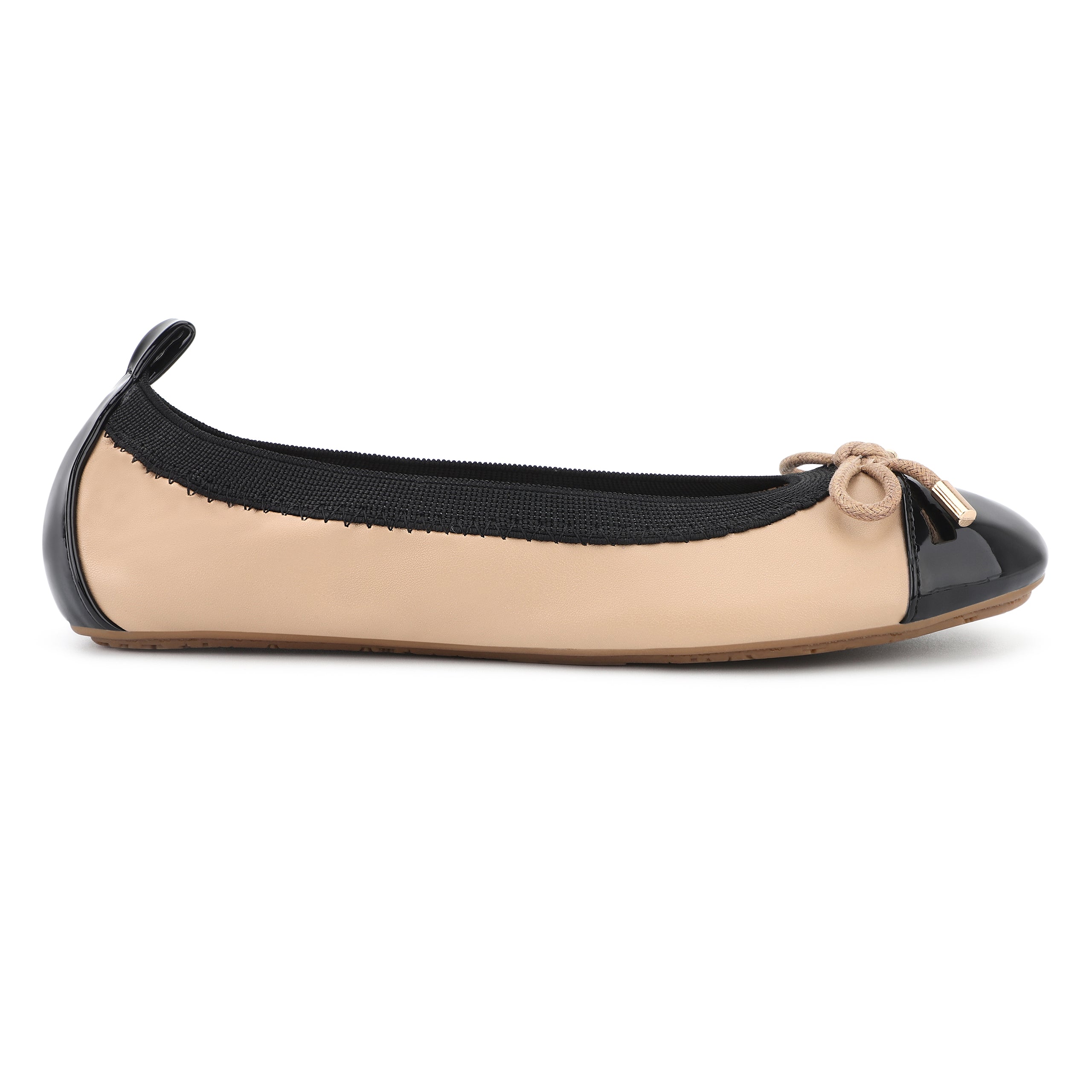 black kids nude Miss Samantha Ballet Flat in Tan & Black - Kids