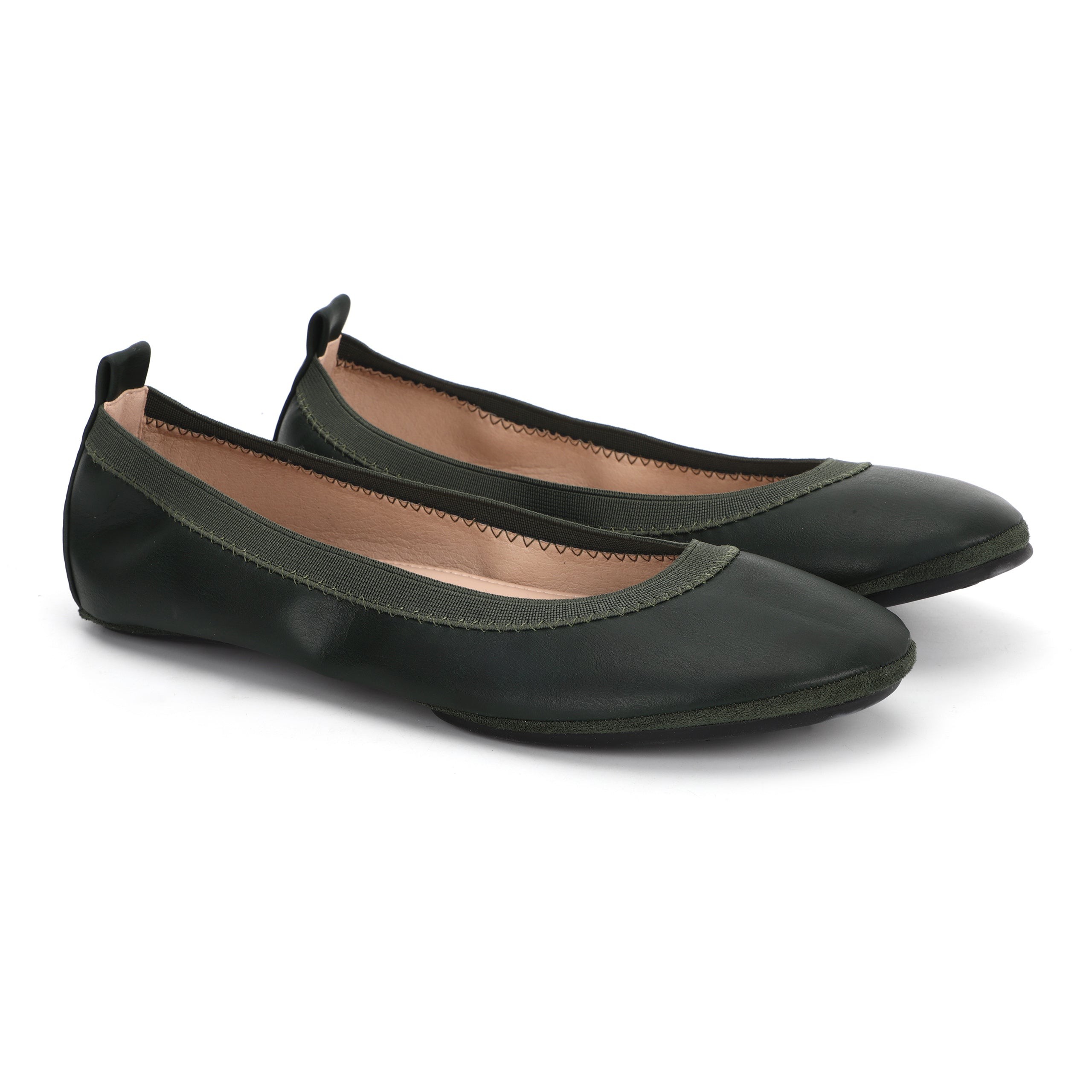 Nina Foldable Ballet Flat in Hunter Green Vegan