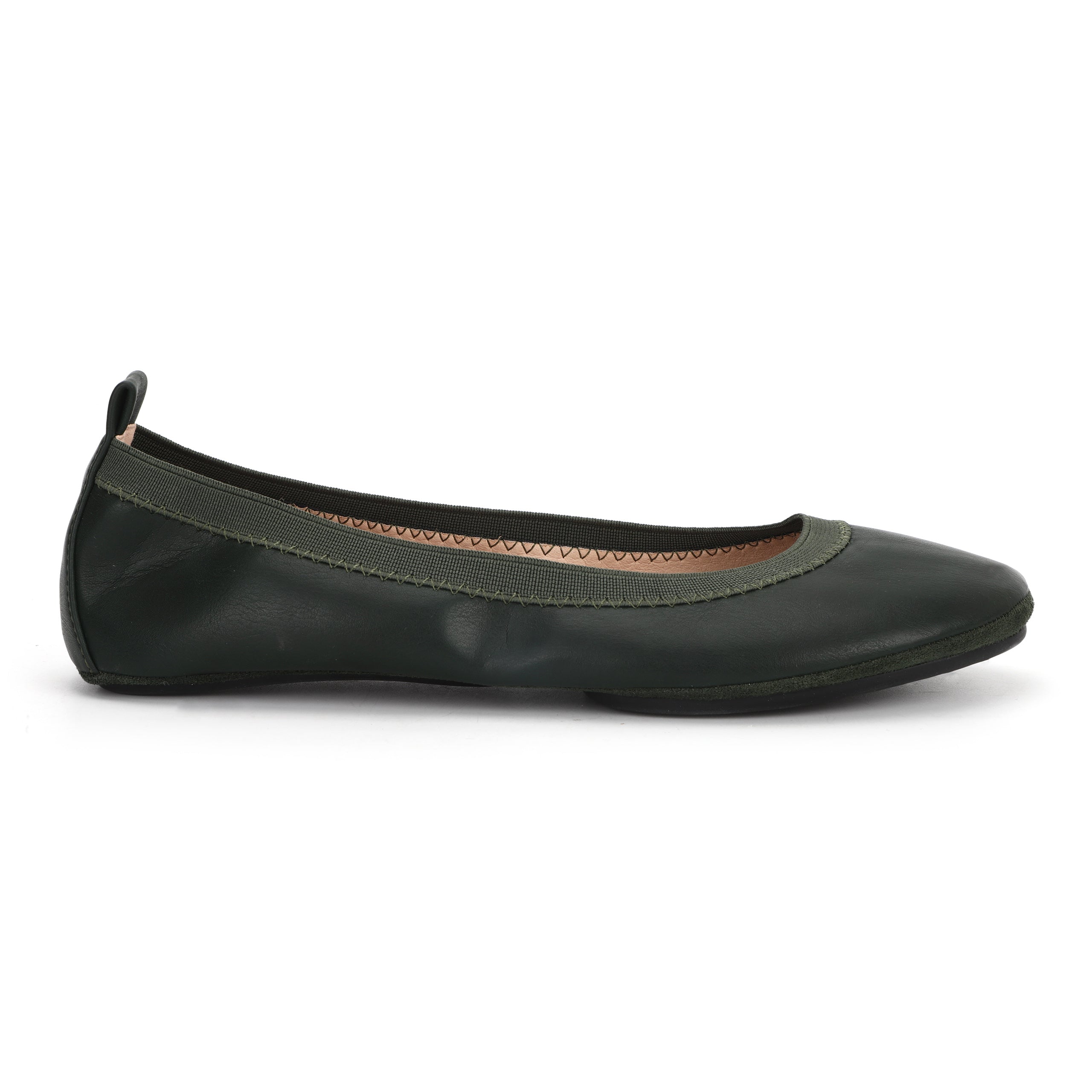 Nina Foldable Ballet Flat in Hunter Green Vegan