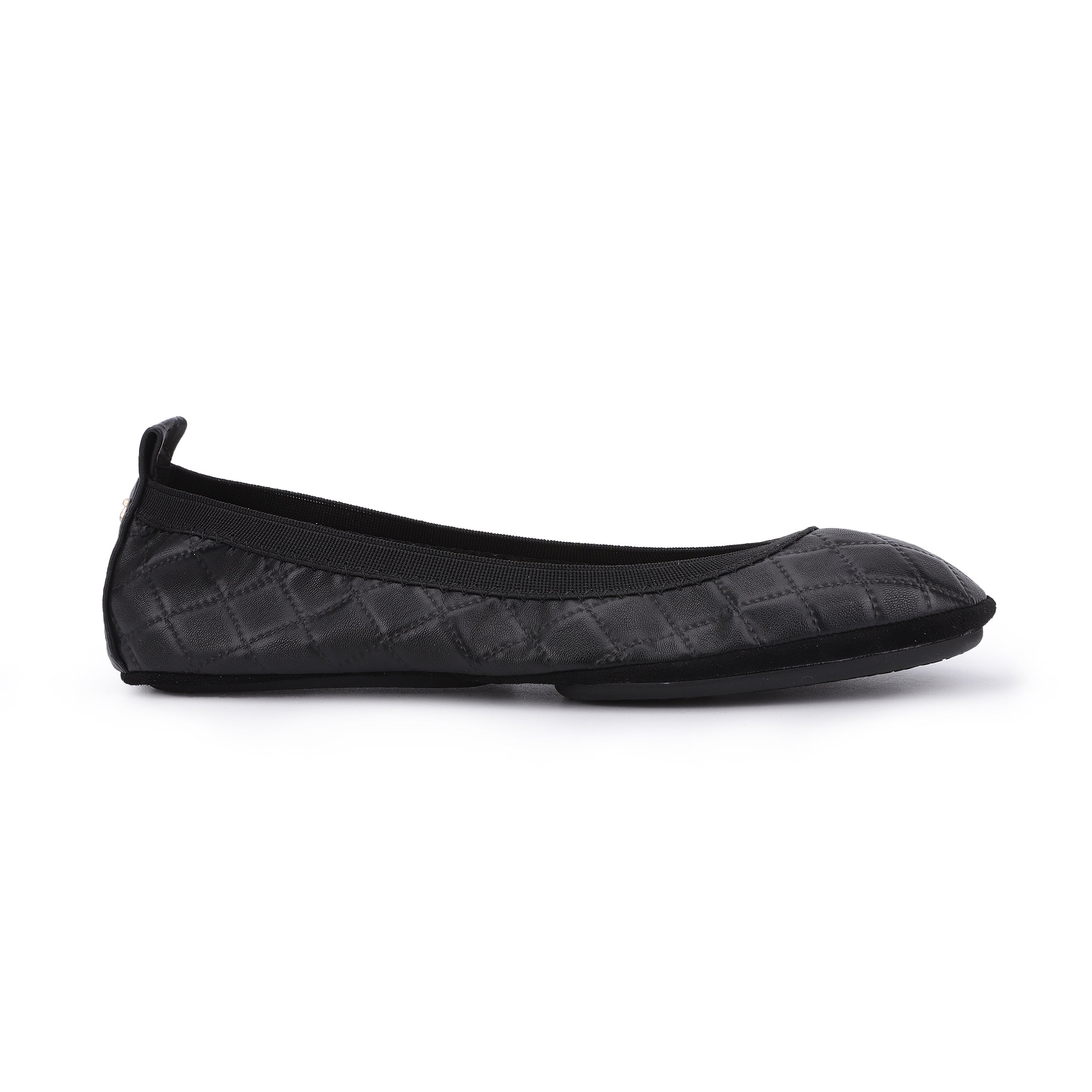 Samara Foldable Ballet Flat in Black Quilted