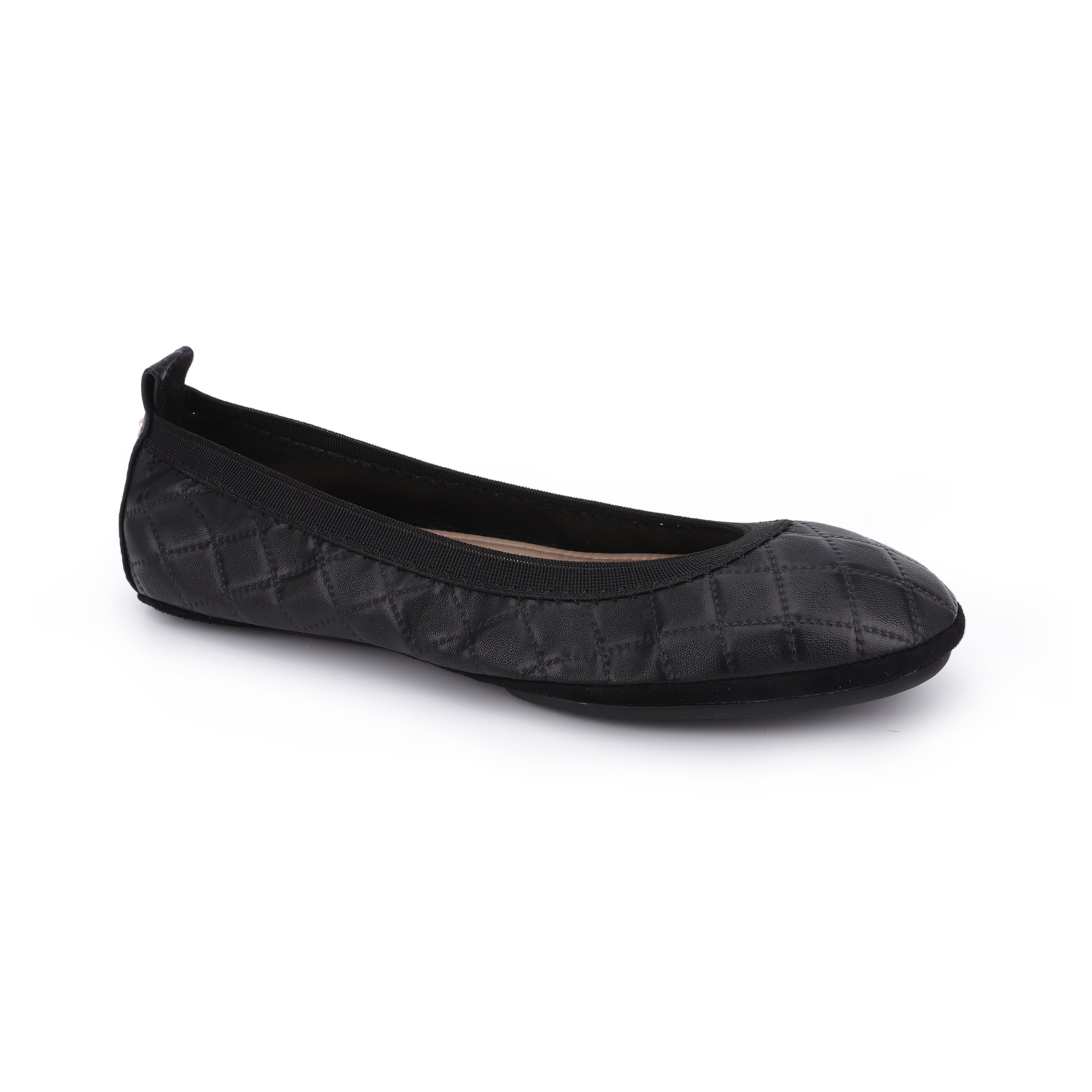 Samara Foldable Ballet Flat in Black Quilted