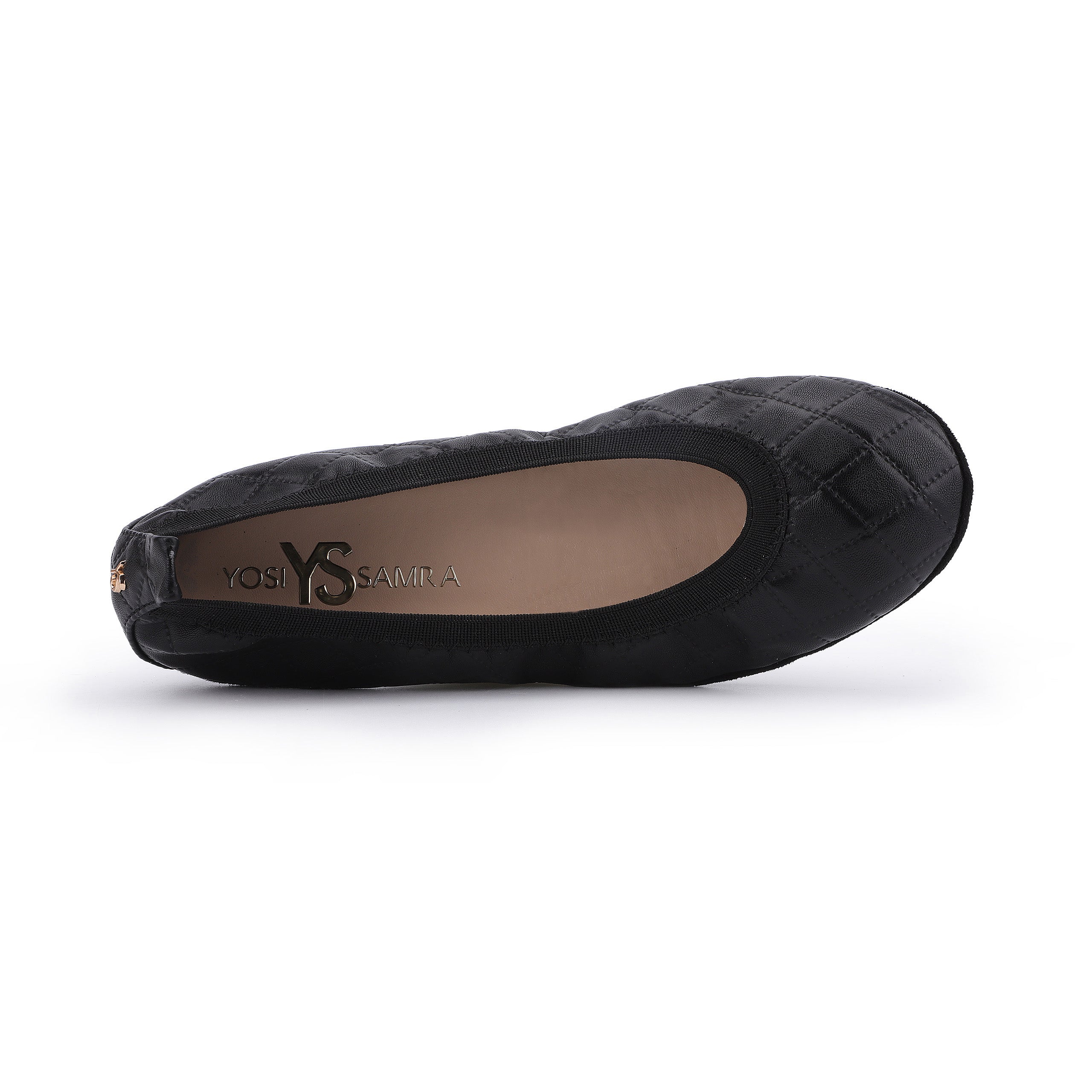 Samara Foldable Ballet Flat in Black Quilted