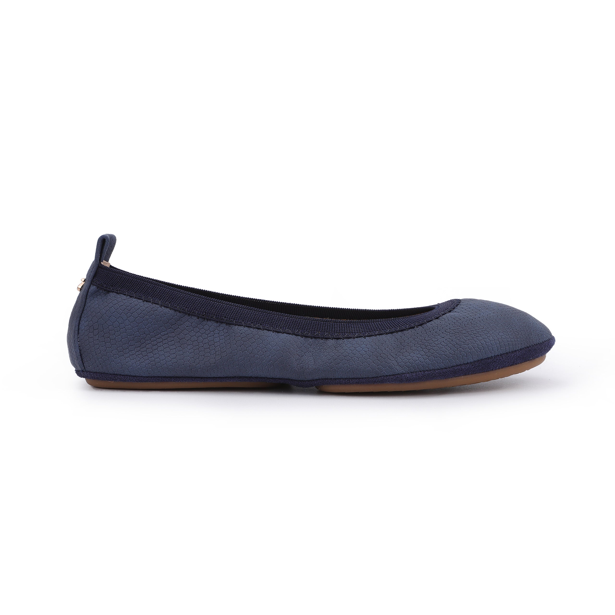 Samara Foldable Ballet Flat in Navy Lizard Print