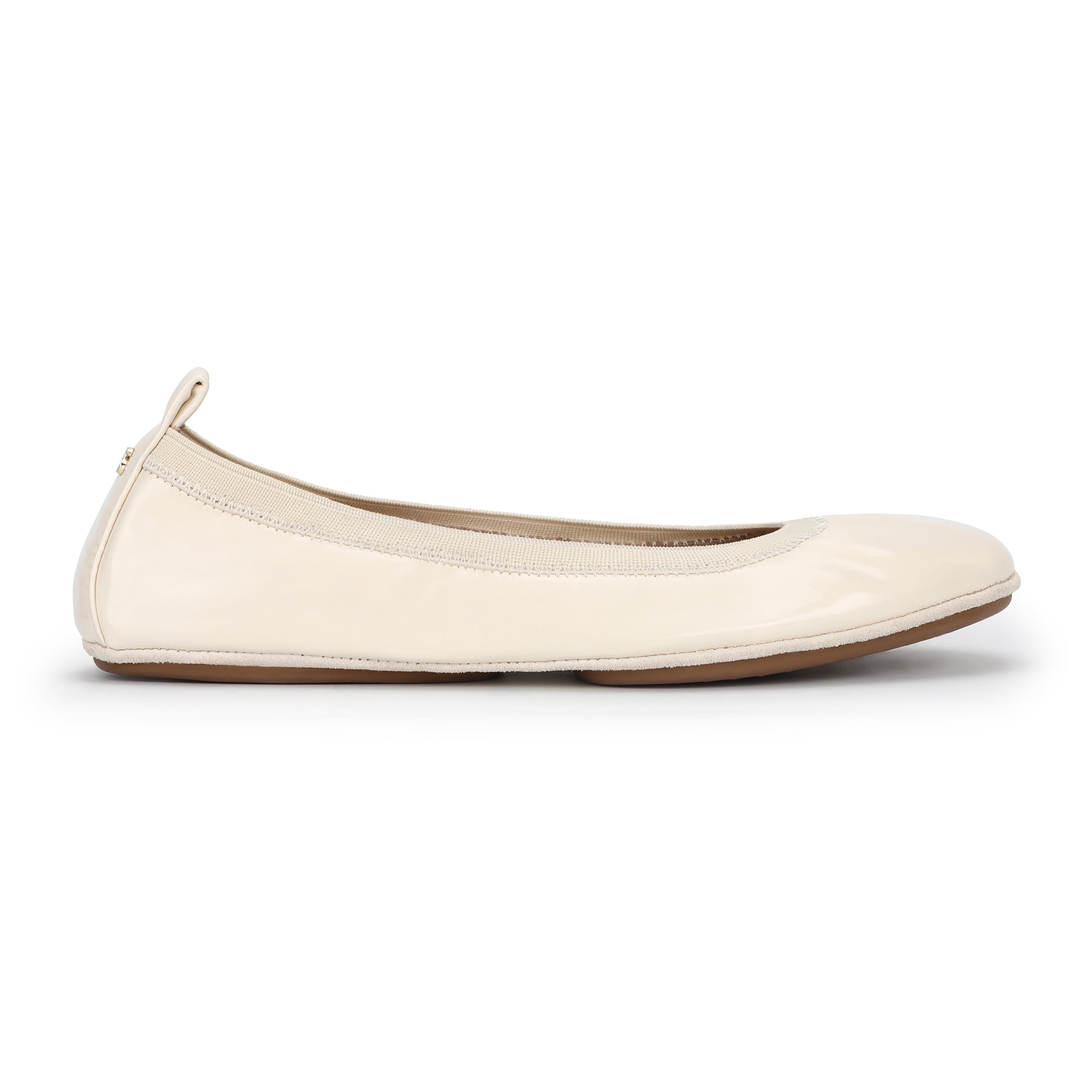 Samara Foldable Ballet Flat in Beige Patent