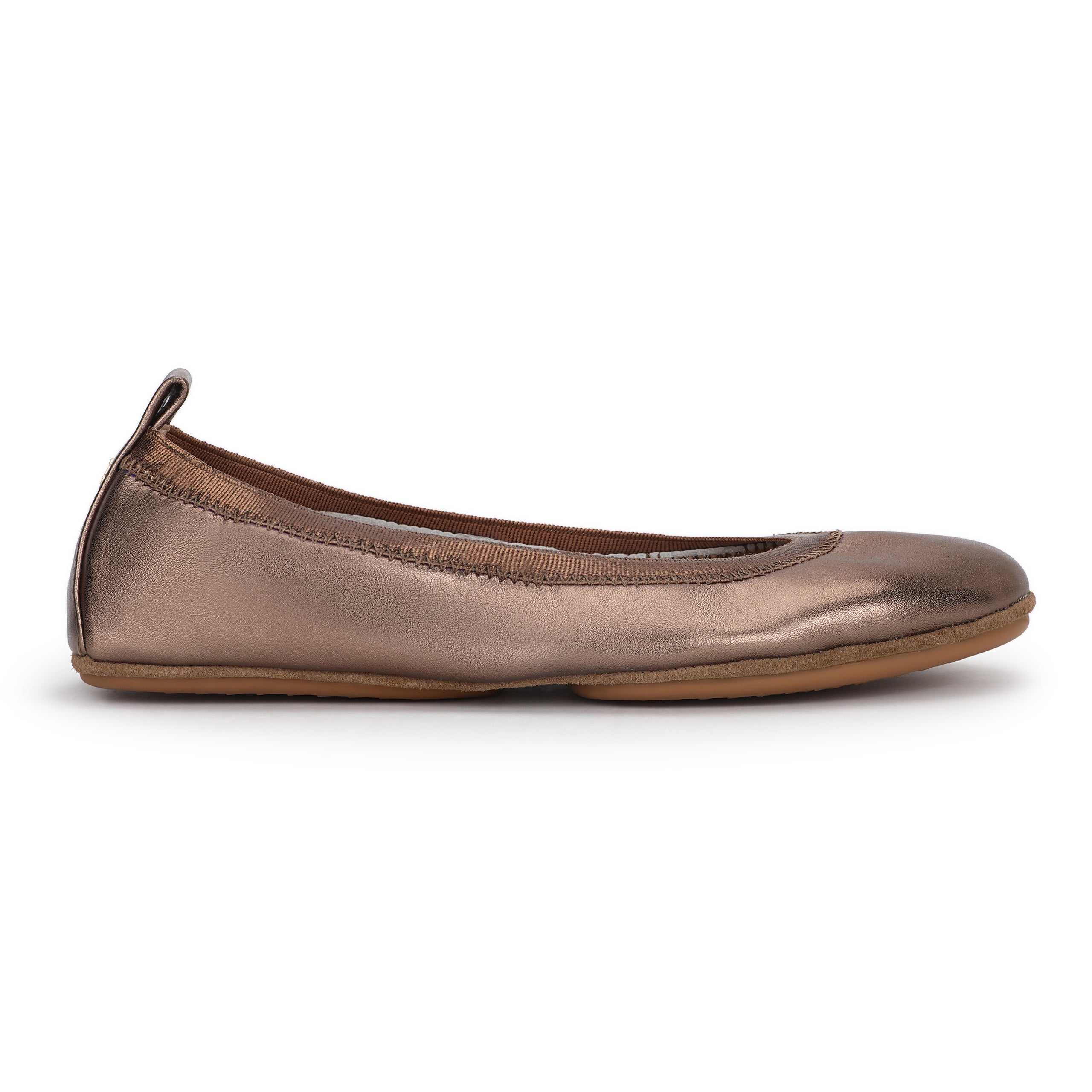 Samara Foldable Ballet Flat in Bronze Leather