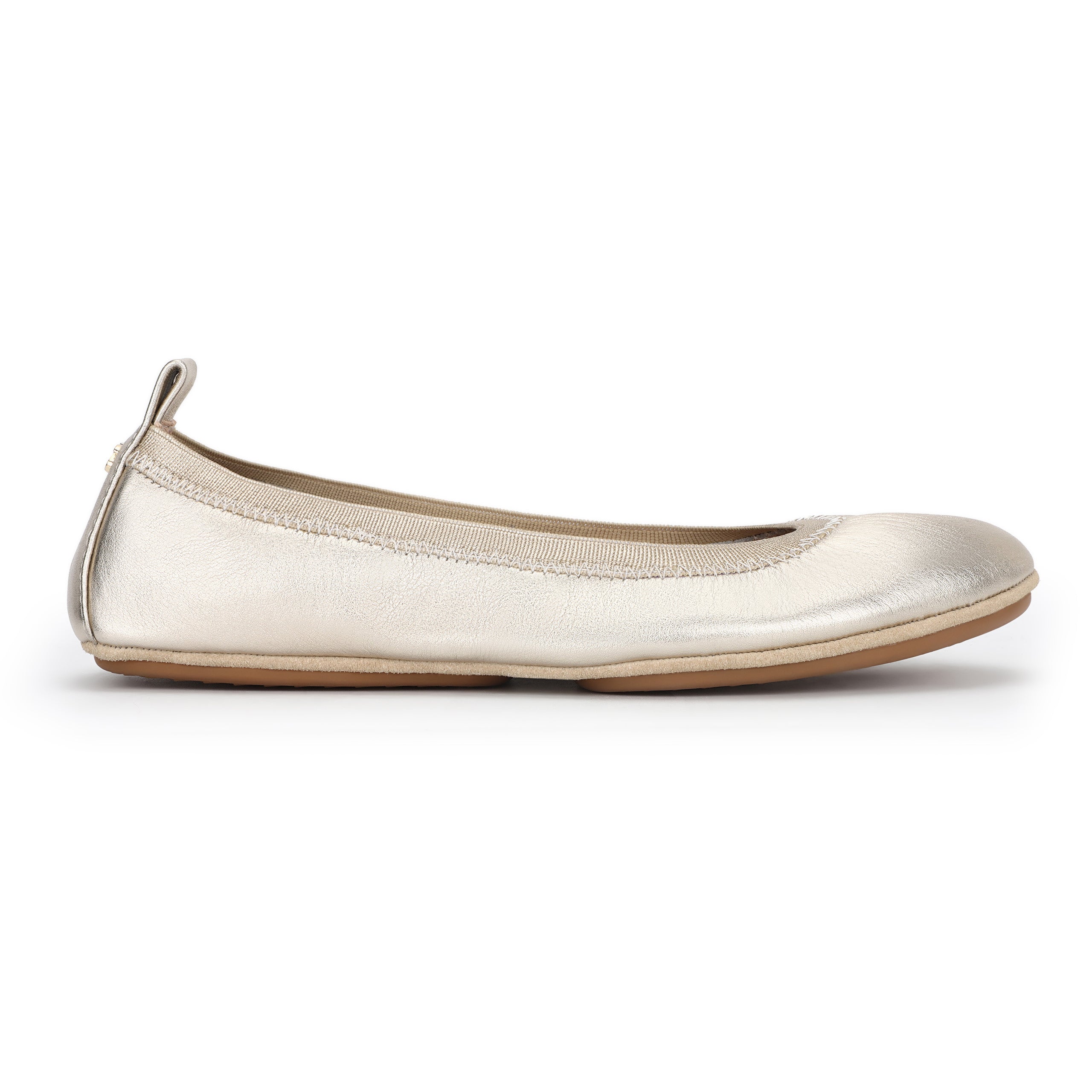 Samara Foldable Ballet Flat in Gold Leather