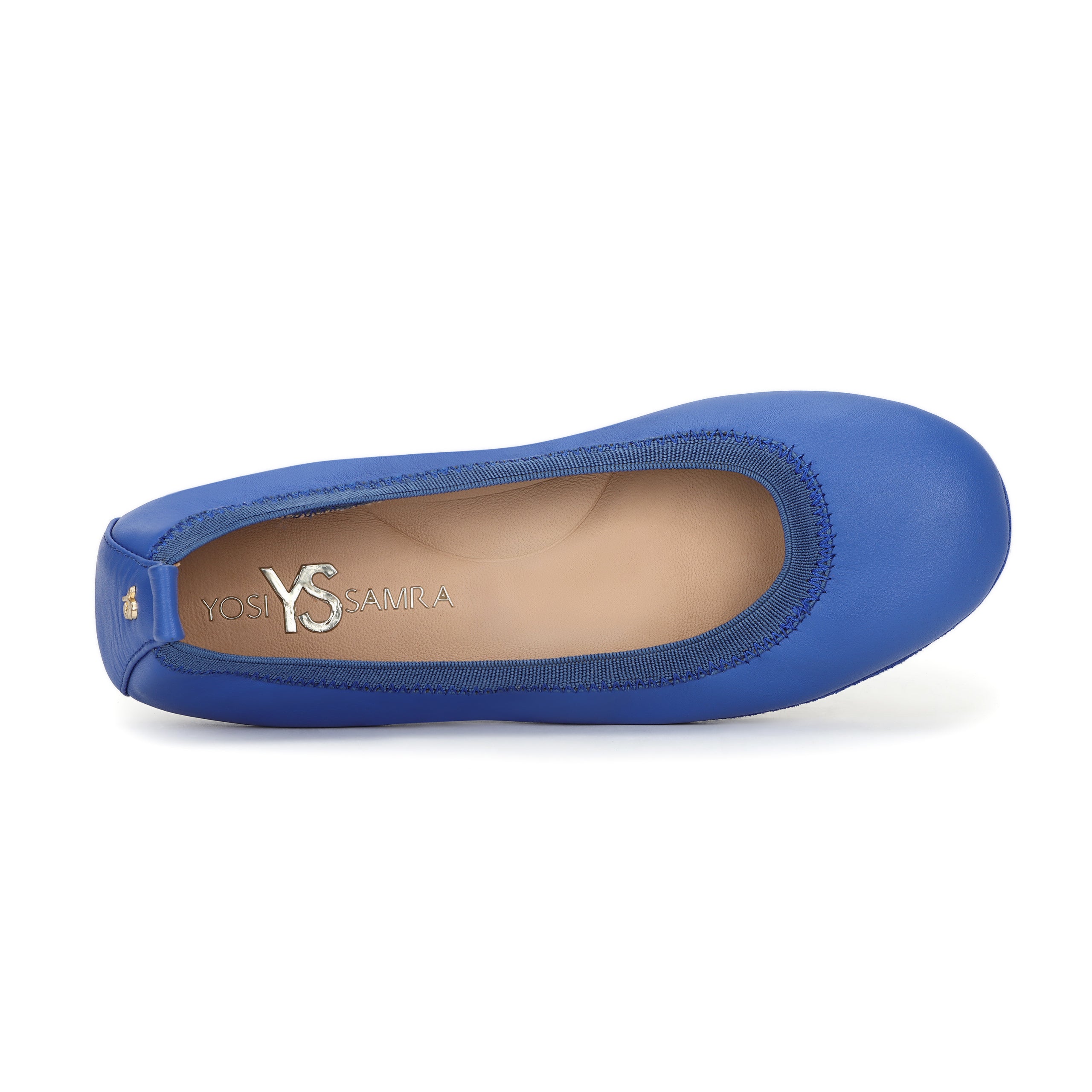 Samara Foldable Ballet Flat in Lapis Blue Leather