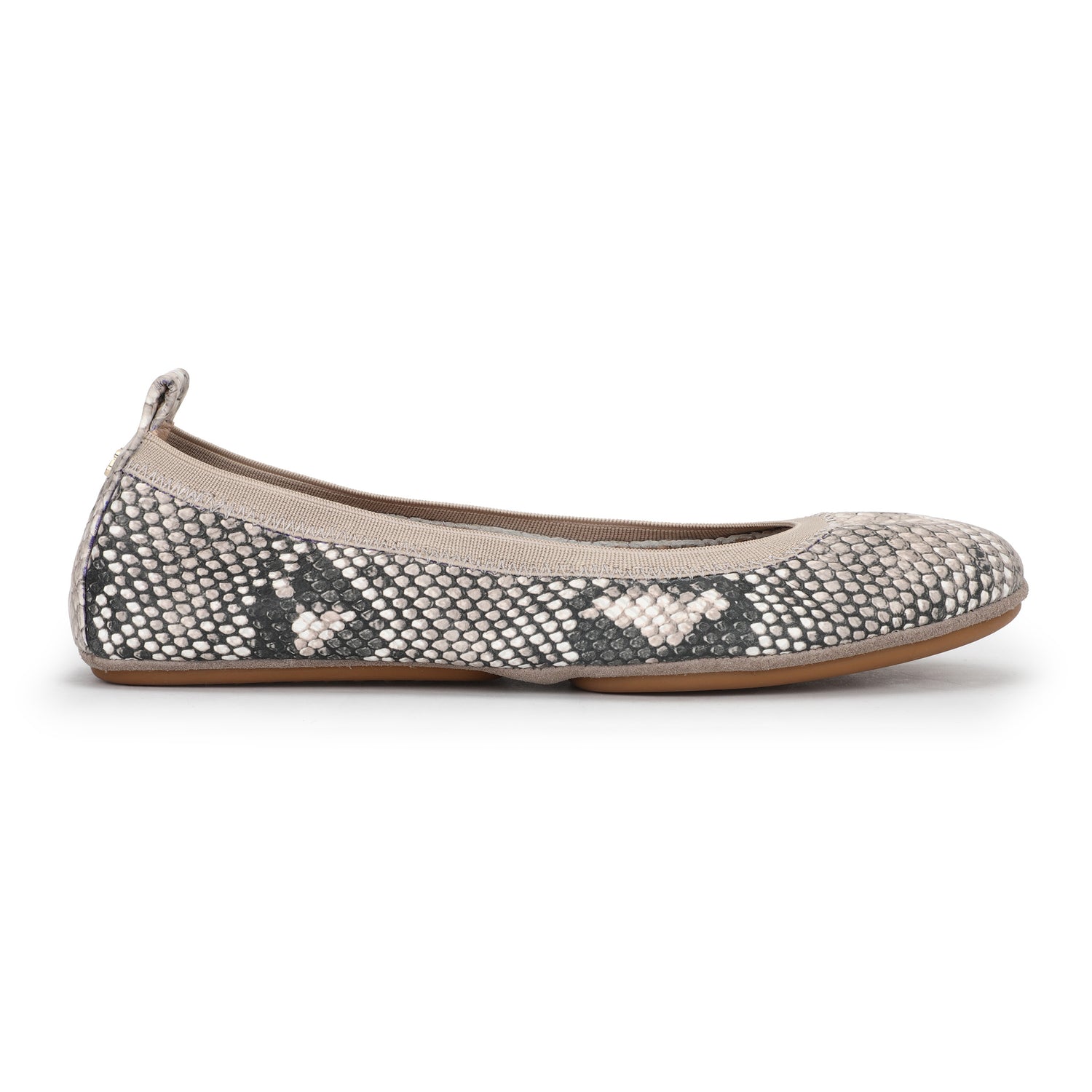 Samara Foldable Ballet Flat in Natural Python Print Leather