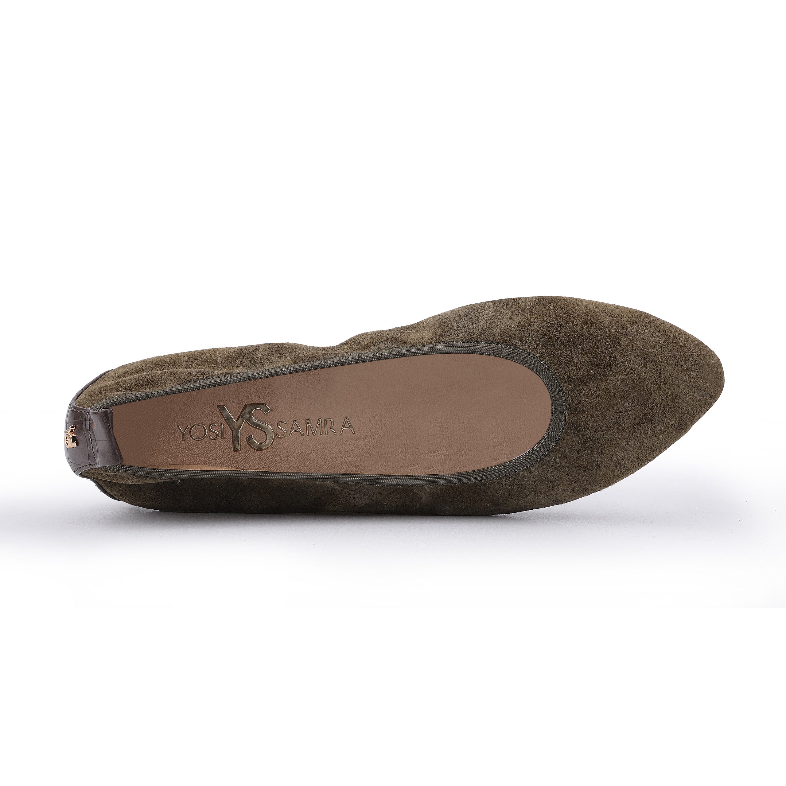 Vienna Foldable Ballet Flat in Mud Suede