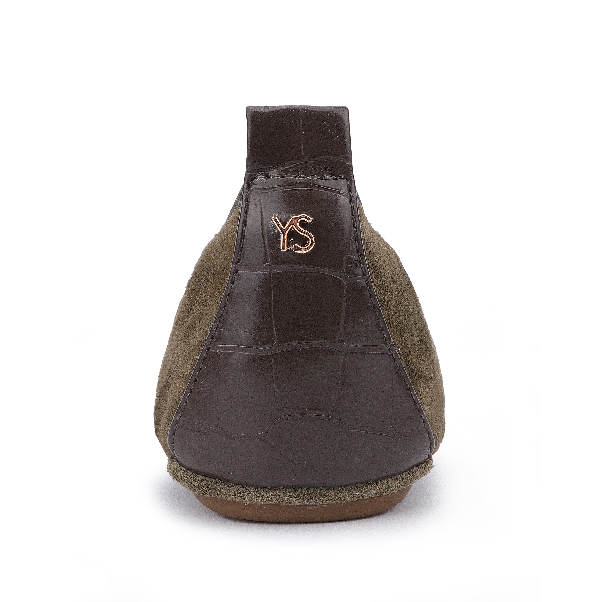 Vienna Foldable Ballet Flat in Mud Suede